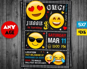 Emoji Invitation, Emoji, OMG Invitation, Emoji Party, OMG Party, Emoji Invite, Emoji Birthday, Emoji Card, OMG