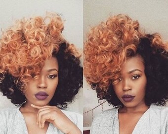 100% Virgin Human Hair Wig With Golden Blonde Custom Color on top