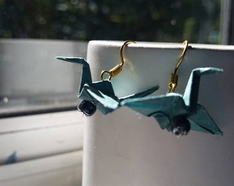 Origami paper earrings - crane