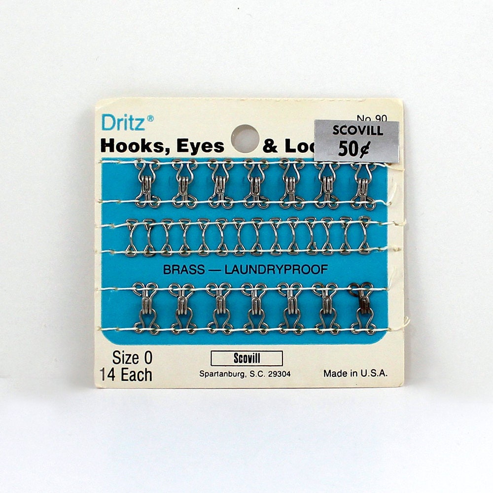 Dritz Hooks, Eyes & Loops, Size 0, Brass, Laundryproof from