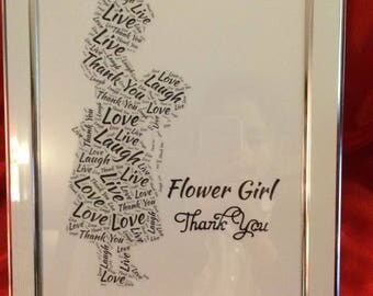 Flower girl word art framed