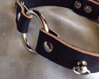 double the pleasure sub/slave collar with nipple clamp rings