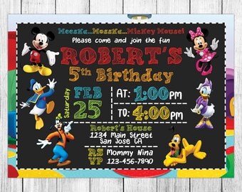 Mickey Mouse Clubhouse Invitation, Mickey Mouse Clubhouse Birthday, Mickey Mouse Clubhouse Invites, Party, Printables, Custom, Evite, Card