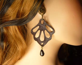 Summer jewelry, minimal earrings, girl jewelry, real leaf earrings, dipped leaf, fall leaf earrings, autumn leaf earrings, chestnut earrings
