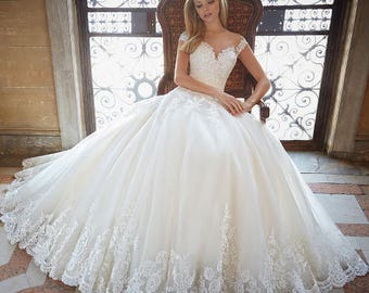 Elegant See Through Back Ball Gown Wedding Dress Vestido De Noiva