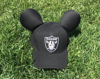 Men's Raiders Mickey Ears Hat - Cap Hat NFL Disney ears- Sports Ears- Mickey Ears- Raiders Ears - Disney Ears - Disney Hat Boys