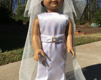 18 Inch Doll Wedding Dress Pattern , American Girl Dress, PDF Digital Sewing Pattern, Mermaid Style Dress