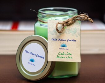 6oz Calm Me Green Tea-100% Kosher Soy Candle