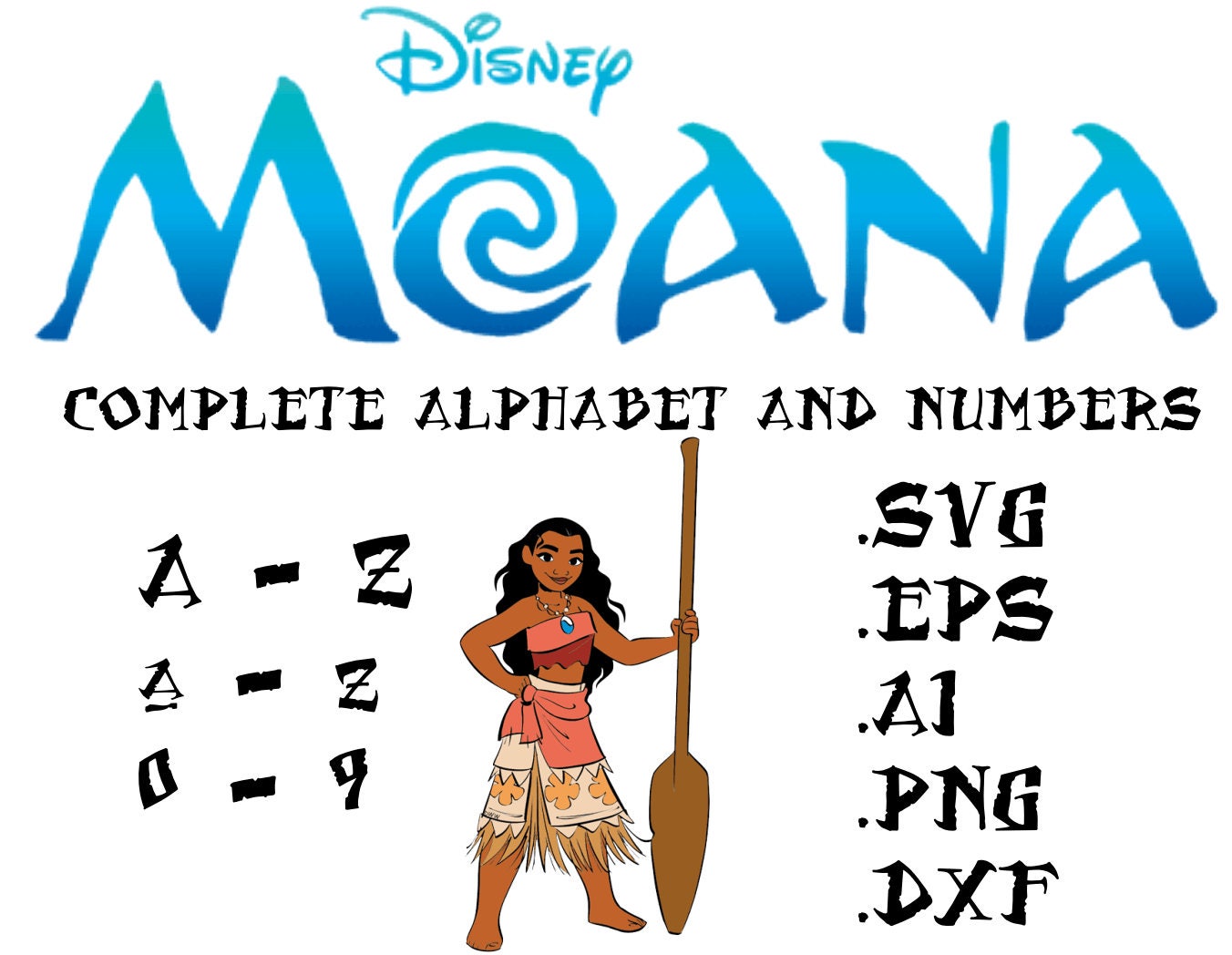 Moana Alfabeto Completo En Svg Ai Eps Dxf Png Descarga