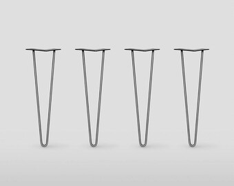 2 rod Hairpin Legs / Set of 4 / Raw Steel or Stainless Steel, Mid Century Modern, DIY, Metal Table Legs
