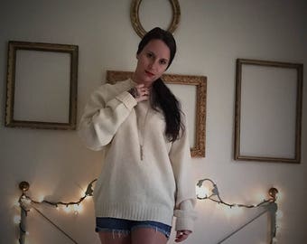 Men's Cream Crew Neck Pendleton Sweater 100% Shetland Size Large