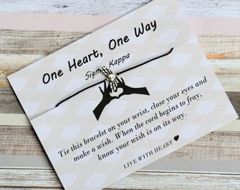 Sigma Kappa, One Heart, One Way,Wish Upon Your Wrist, Sorority Gift, Lil' Gift, Big Gift, Wish Bracelet, Sorority Jewelry, Winged Heart