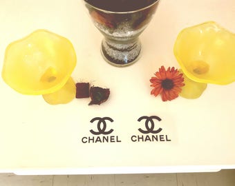 2 x Chanel Stickers, Iron On Decals, textile Flex, t-shirt transfer, heat transfer, fusible