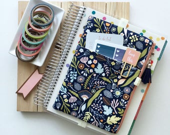 Happy Planner Cover - Life Planner Cover - Daily planner pouch - Weekly planner - pen holder - Journal Cover - purse organizer - blue