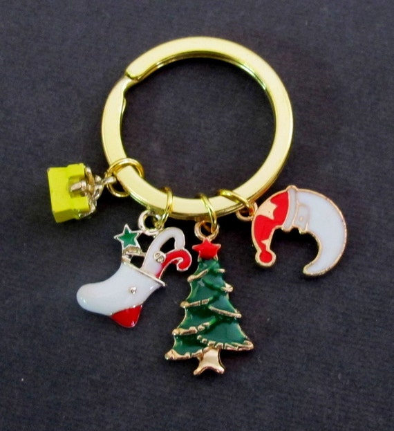 Items similar to Christmas KeyChain, Gold Christmas Keychain, Christmas