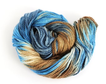 Superwash merino chunky wool, bulky handdyed variegated yarn, knitting crochet Perran Yarns, Steelworks, uk yarn skein hank, blue brown