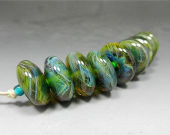 HANDMADE LAMPWORK Glass Beads artisan made beads lampwork focal bead lampwork earrings lampwork bracelet donna millard silver glass discs
