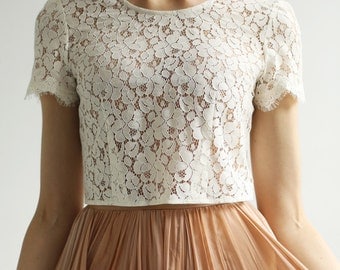Sample Sale -short sleeve Lace wedding top separate--