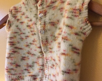 Vtg Handknit Felted Wool Baby Sweater . Rainbow beginnings and tiny Buttons