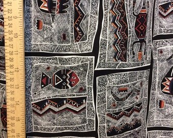 VINTAGE ethnic fabric Polynesian tribal fabric vintage Hoffman cotton