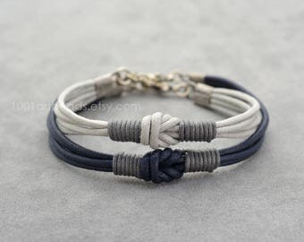 Couples Bracelet, Love Knot Long distance Bracelet Set, Simple Everyday Bracelet, Her His Bracelet, Matching bracelets, Couples gift