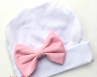 Newborn Hat | Baby Girl Hat | Hospital Hat | Newborn Hospital Hat PINK Bow | Baby Girl Beanie Baby K Designs TOP SELLING More Colors 2 size