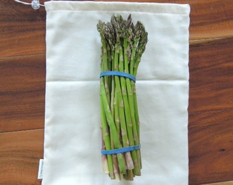 Organic Cotton Produce Bags, Drawstring, Small, Medium, Large, Natural