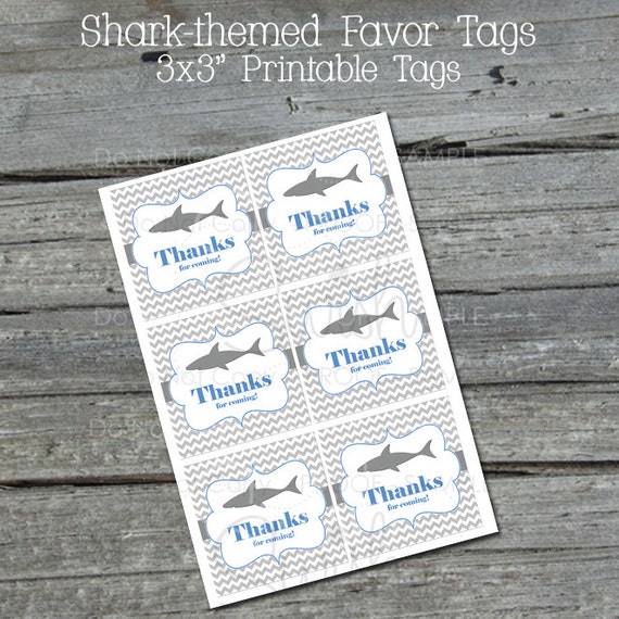 Shark theme Favor Tag - Thanks for Coming - Chevron Baby ...