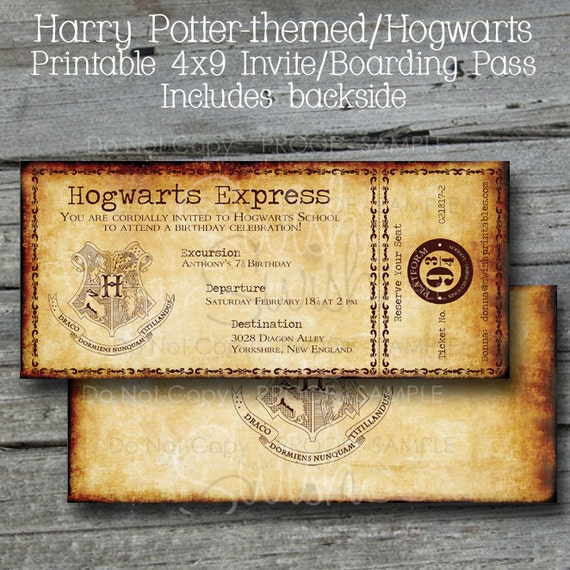 Harry Potter Birthday Invitation | Hogwarts Boarding Pass Birthday ...