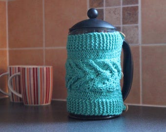 French Press Cozy Cover bodum cozy cafetiere cozy coffee pot cozy cotton silk mixed yarn ready to ship
