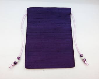 Pure Dark Purple Silk Handmade Tarot Card Bag, Tarot Card Pouch 5x7, 5" x 7"