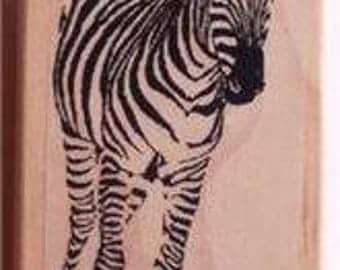 Zebra Running at You New Mounted Rubber Stamp