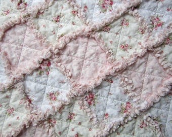 Baby Girl Quilt | Floral Quilt | Roses Baby | Rag Quilt | Pink Baby Quilt | Baby Shower Gift