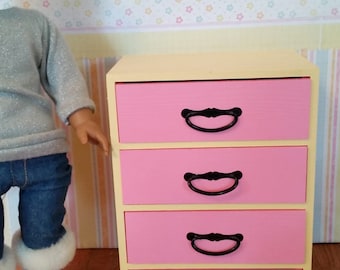 18 inch doll dresser, drawers, clothes storage, 18" doll furniture for doll house