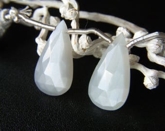 Grey Moonstone Faceted Drops - Pair - 11.5x22mm