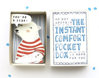 Polar Bear - The Instant Comfort Pocket Box - you're a star! - cheering up and consolation box