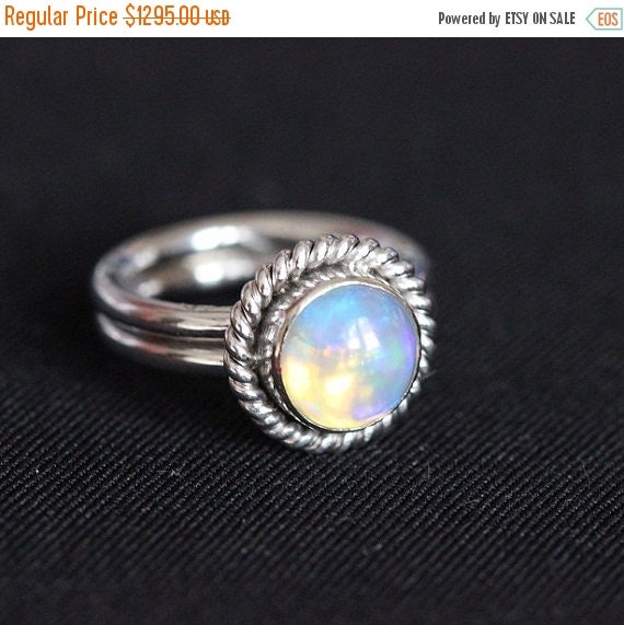 18K white Gold Opal wedding ring Natural Opal Ring by Studio1980