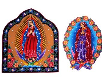Guadalupe - Patches - TShirts - Mexican Folk Art - Iron On Patch - Religous - Tote Bag - Large - Pillow - Senorita - Tattoo - Virgin Mary