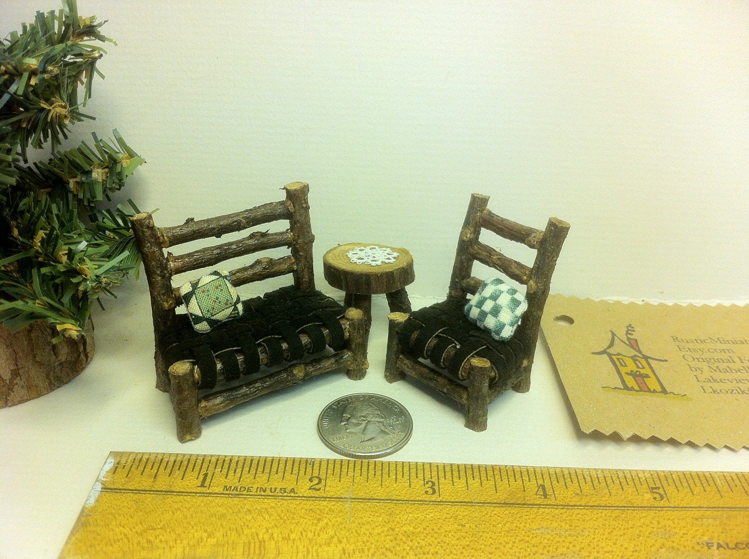 Half Inch Scale Set Rustic Miniature Dollhouse by RusticMiniatures