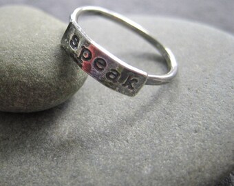 simple truths ring - speak - sterling silver