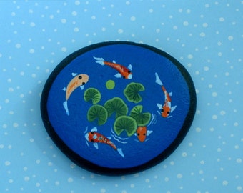Koi fish pond-diy fairy garden kit-terrariums-terrarium kits-fairy accessories-miniature painted rocks-mini lagoon-Zen-dollhouse miniatures