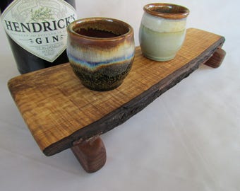 Raised Curly Natural live edged SILVER MAPLE Serving Board/Sushi
