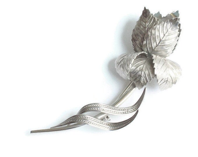 Large Silver Tone Rose Brooch Giovanni Wedding Gift Idea Vintage