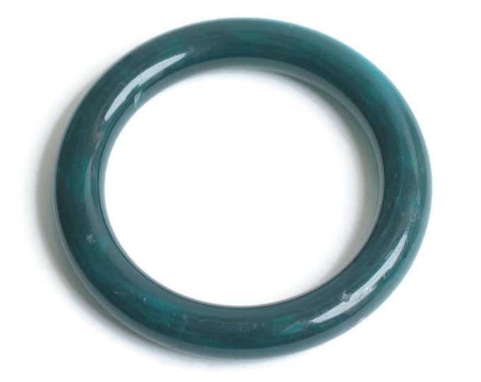 Chunky Lucite Bangle Bracelet Swirled Blue Green Teal Color Vintage