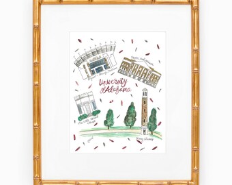 University of Alabama Map Print