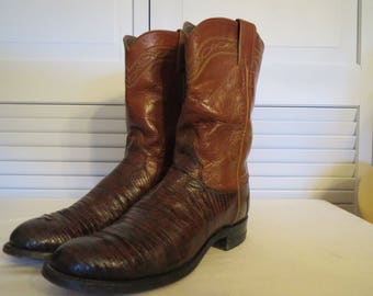 vintage Butterscotch Leather and Skin Riding Boots by Justin Boots - size 6 1/2 D (mens) or 8 medium (womens)
