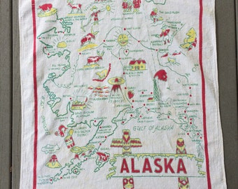 Vintage Alaska Souvenir Tablecloth