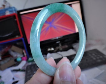 Natural Genuine A Jadeite Jade Full Green Bangle Bracelet