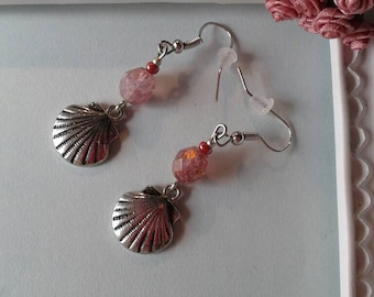 Sea Shell Earrings,Clamshell Earrings,Scallop Shell Earrings