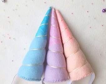 Pastel Unicorn Horn, Unicorn Headband, unicorn headpiece Party costume, birthday girl, unicorn theme party, princess, glitter, narwhal horn